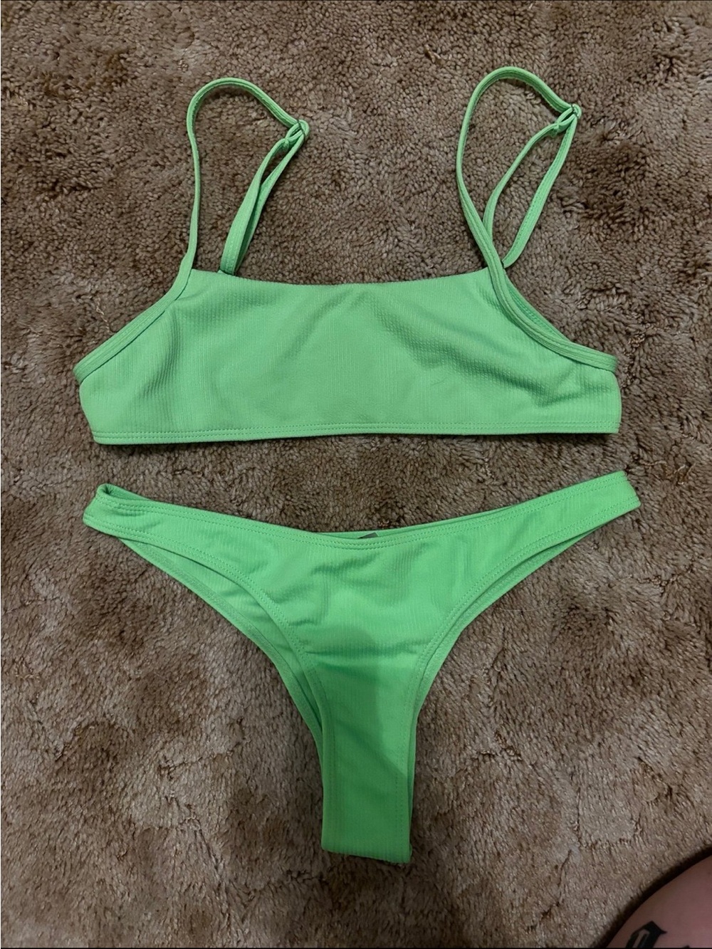 Light Green Ribbed Two-Piece Bikini Set